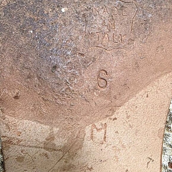 Vintage Sesto Meucci Women's Gold Woven Leather Loafers Low Wooden Heel Sie 6 - Picture 7 of 8